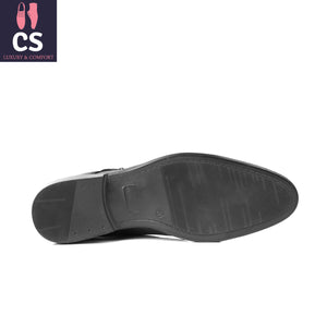 Black Rubber Sole Cow Leather Formal Double Monk Style