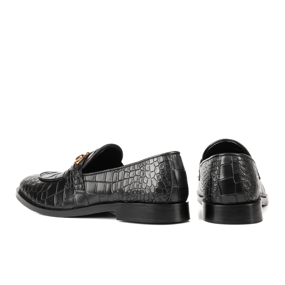 Black Croco Leather Horse Bit Formal