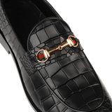 Black Croco Leather Horse Bit Formal