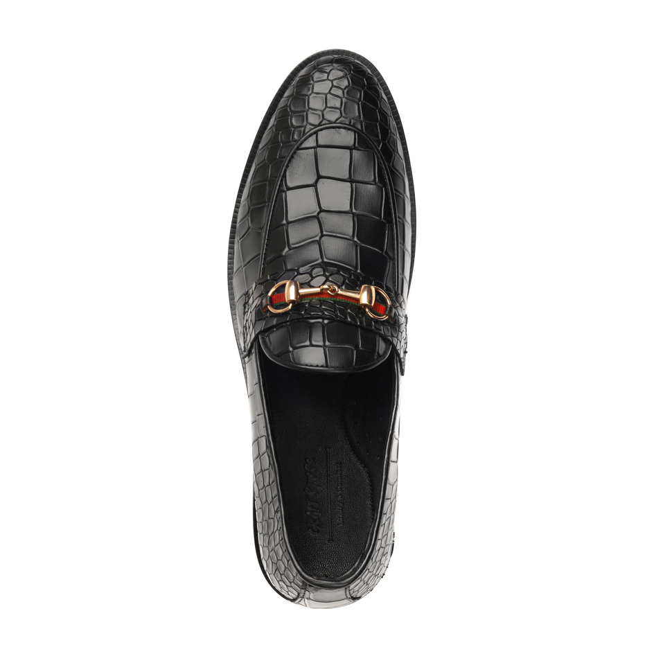 Black Croco Leather Horse Bit Formal